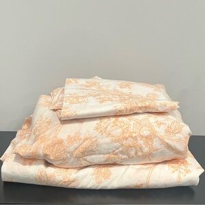 Urban Outfitters Cream and Orange Floral sheet set